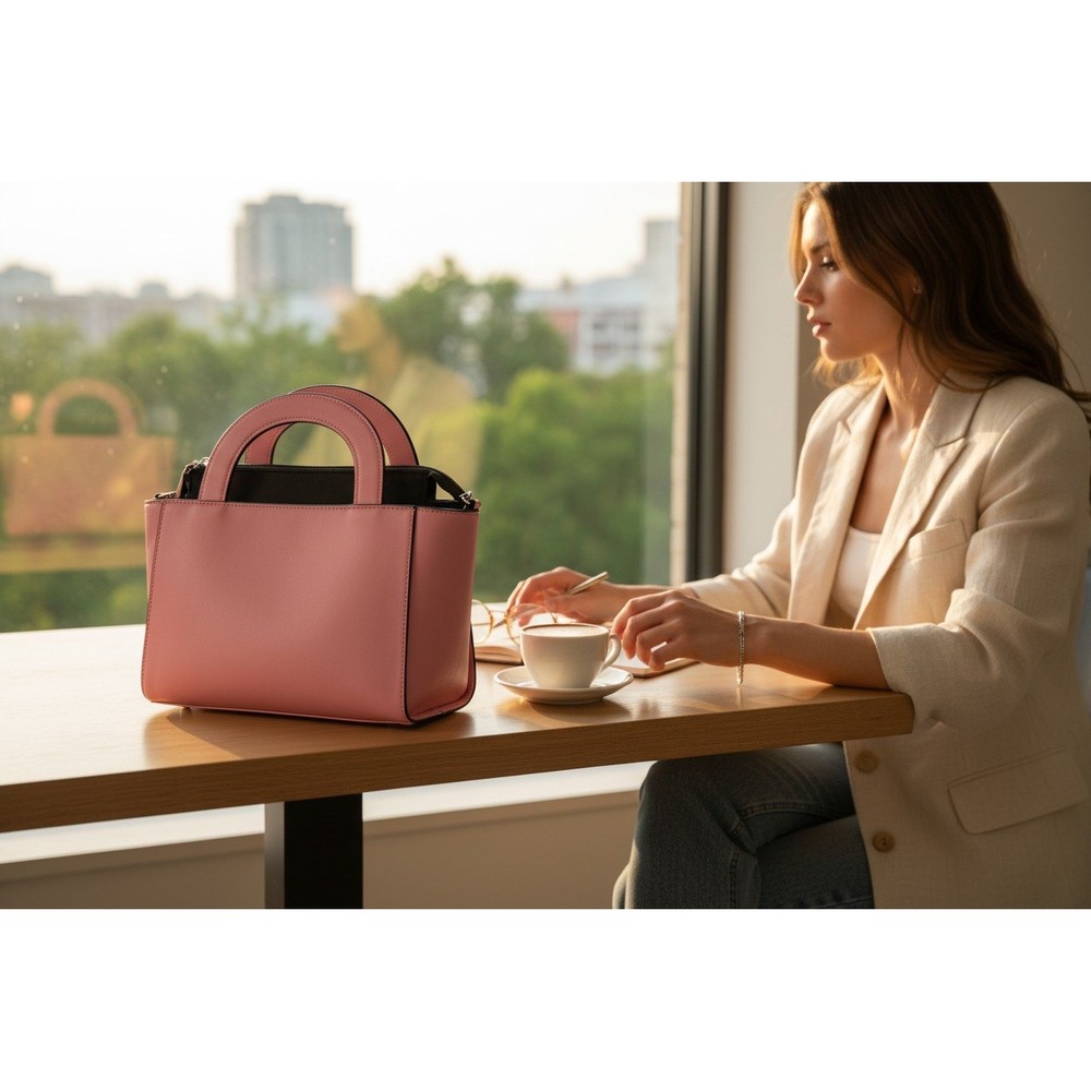 Who What Wear Satchel Handbag Womens OS Chateau Rose Pink Brand New Modern Chic